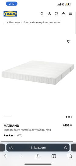 MATRAND Memory foam mattress, firm/white, King + King Frame 