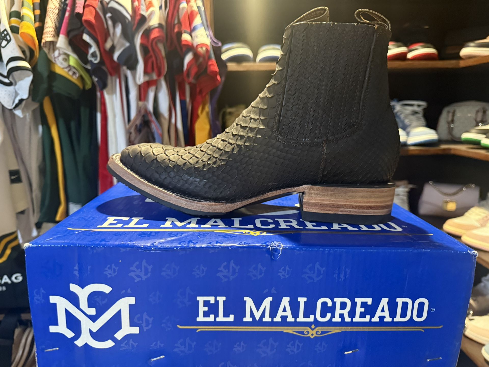 Botín Ankle Boot Piton Python Brown Cafe Cinturón  Size 8 Size 36