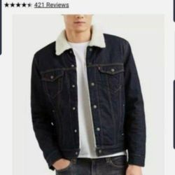 New mens Levi Levi's blue sherpa trucker jacket coat size Extra Small Xs Chamara Nueva De Hombre Xs 
