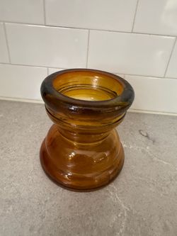 Vintage RARE Riihimäki Carmen reversible Vase 70 mm amber Germany 1970s 5” Amber Glass Candle Holder