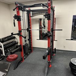 PRO SERIES Ultimate 3-1 Half Rack Functional Trainer w/Smith Machine Bar | 400lb Stack | Gym Equipment | Fitness | Commercial | Squat Rack 