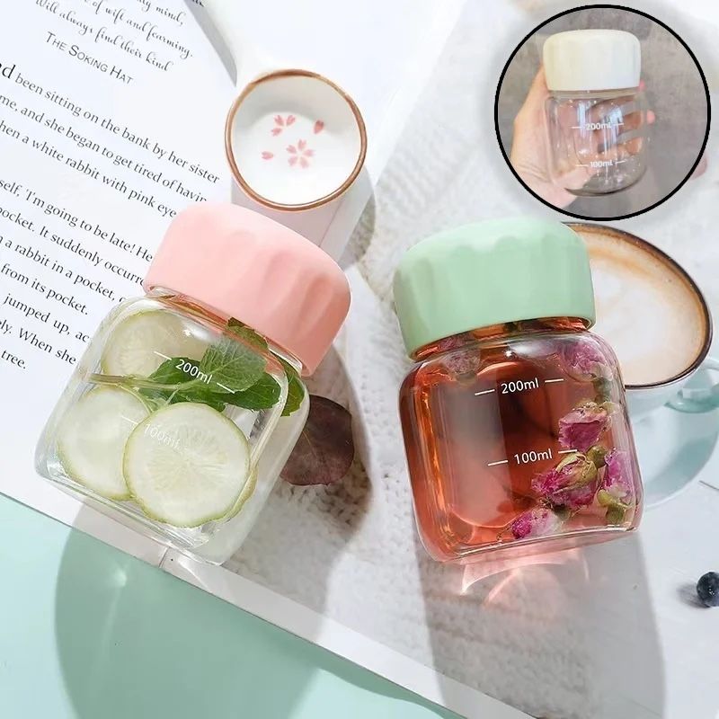 Mini Glass Bottle Cute Travel Storage Fat Cup
