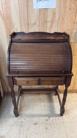 Vintage Wooden Roll Top Secretary Desk