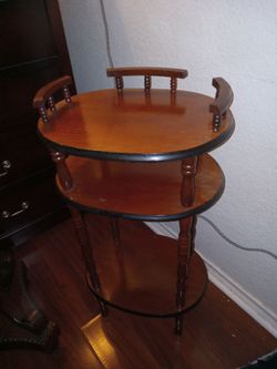 Vintage 1940s - 1960s Three Tier Wooden Telephone Stand