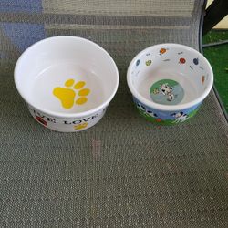 2  Ceramic Dog Bowls