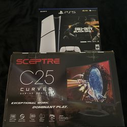 🎮 PlayStation 5 + Sceptre C25 Curved Gaming Monitor Bundle