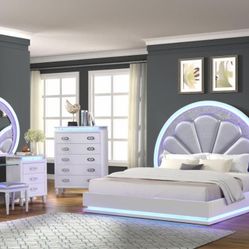 NEW LED QUEEN BEDROOM SET WITH VANITY SET ! Sold By Minas Home Furniture 