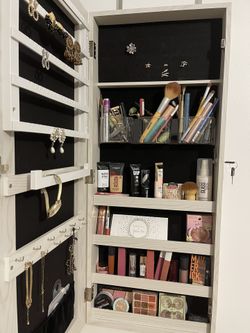 Mirror Jewelry Armoire/vanity Over The Door/wall Mounted