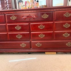 Heavy Wooden Dresser With mirror