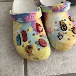 Tie dye Crocs Size W8