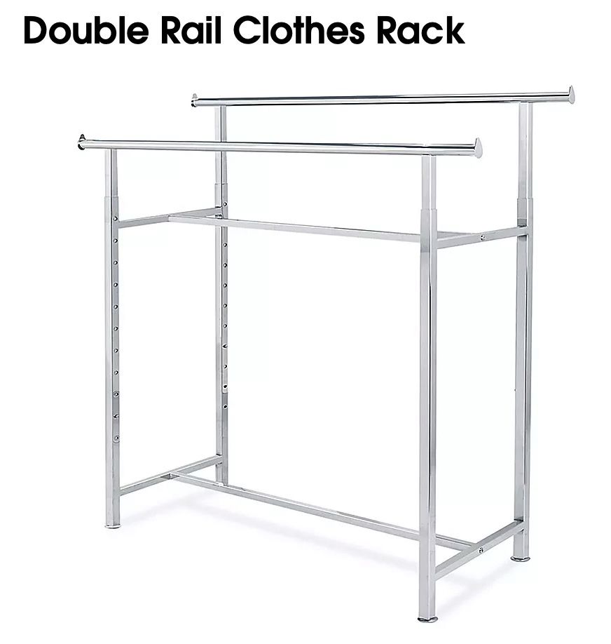 2 Uline Double Rail Clothes Rack