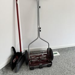 Burgundy Push Reel Lawn Mower