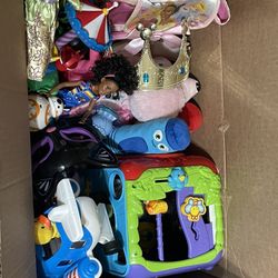 Box Of Gently Used Toddler And Girls Toys 