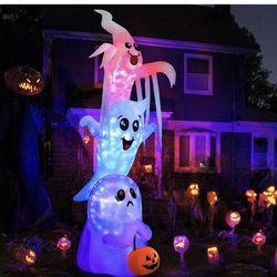 GOOSH 9.8 FT High Halloween Inflatable Overlap Ghost Outdoor Decorations Blow Up Yard with Built-in LEDs for Garden Lawn Indoor Party Decor