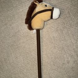 Spark. Create. Imagine Plush Stick Horse, Light Brown, 30” 