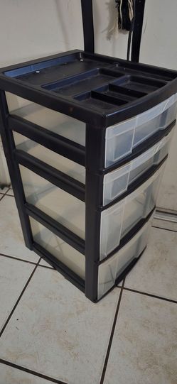 4-Drawer Plastic Storage Cart with Top Organizer