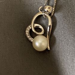 Helzberg Diamonds sterling Silver Heart With Pearl Pendent