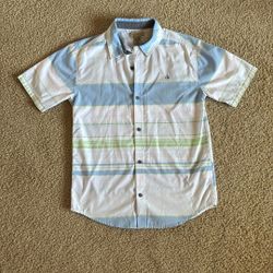 Calvin Klein - Light Blue, White Striped Short Sleeve Dress Shirt (Men’s L/G 14-16)