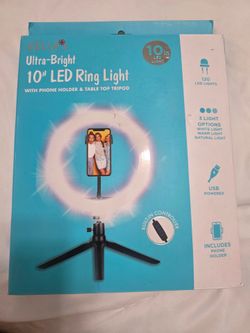 10” LED Ring Light with Phone Holder & Tripod – New in Box