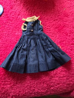 authentic 1957 Vogue Jill Doll navy blue polished cotton dress (Style #7405).