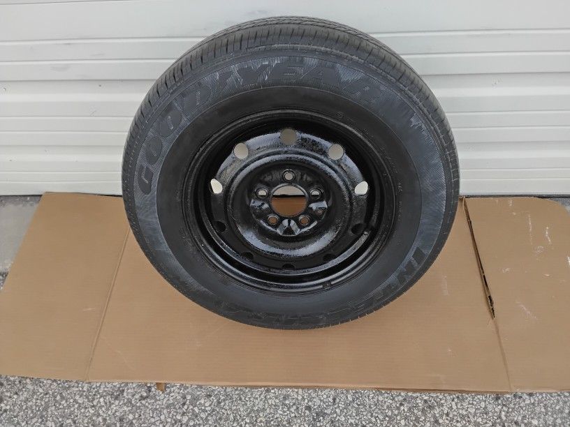 Nice Black Goodyear Integrity Wheel And Tire 5- Lug & 215/70R-15 Like New