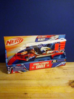 Nerf red and white stripes and stars eagle gun with 16 pallets