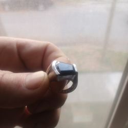 Stamped 925 Silver And Black Onyx Woman's Ring Size 5...$