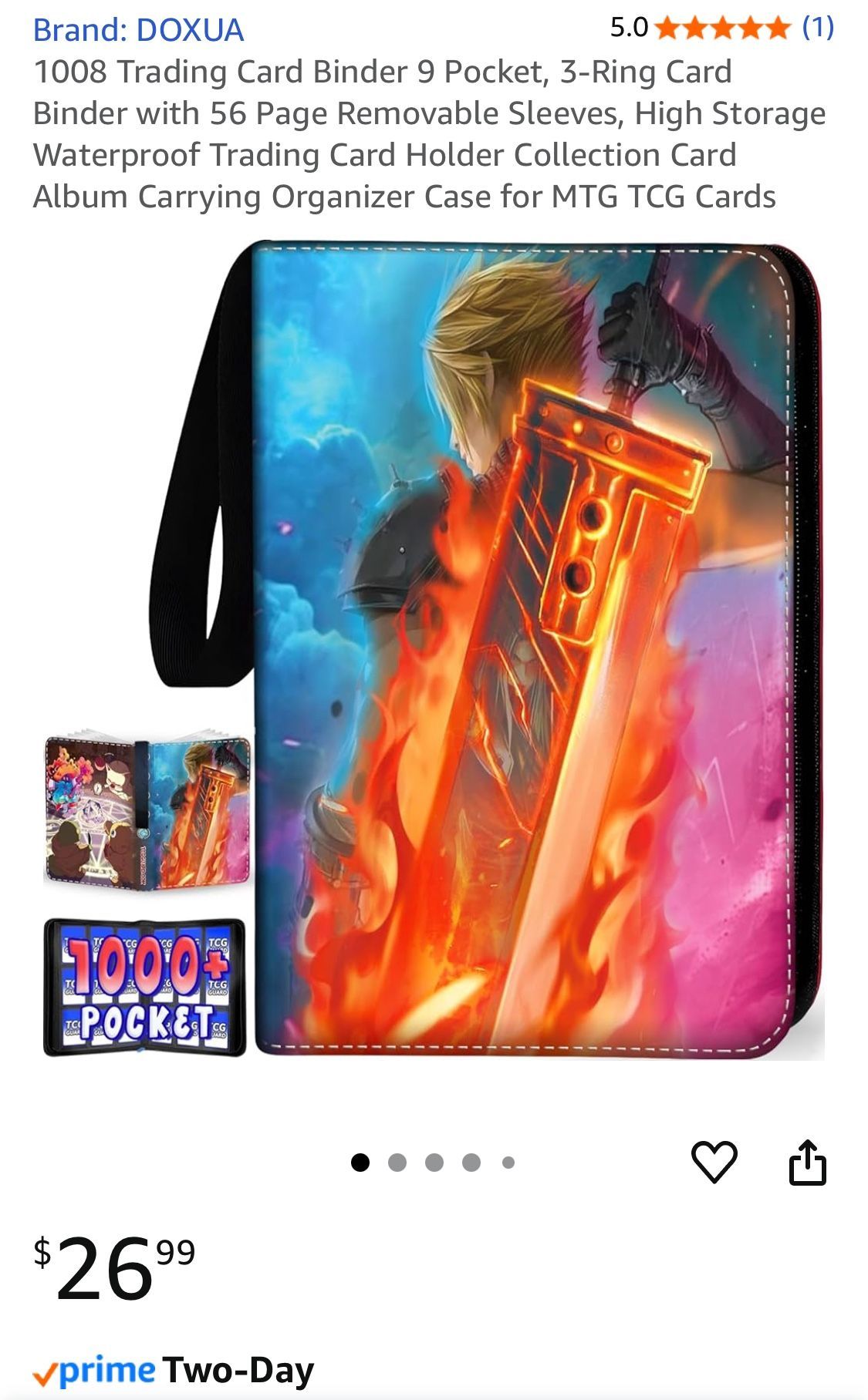 Brand New Zipper Card Binder - Final Fantasy 7 Cloud Strife