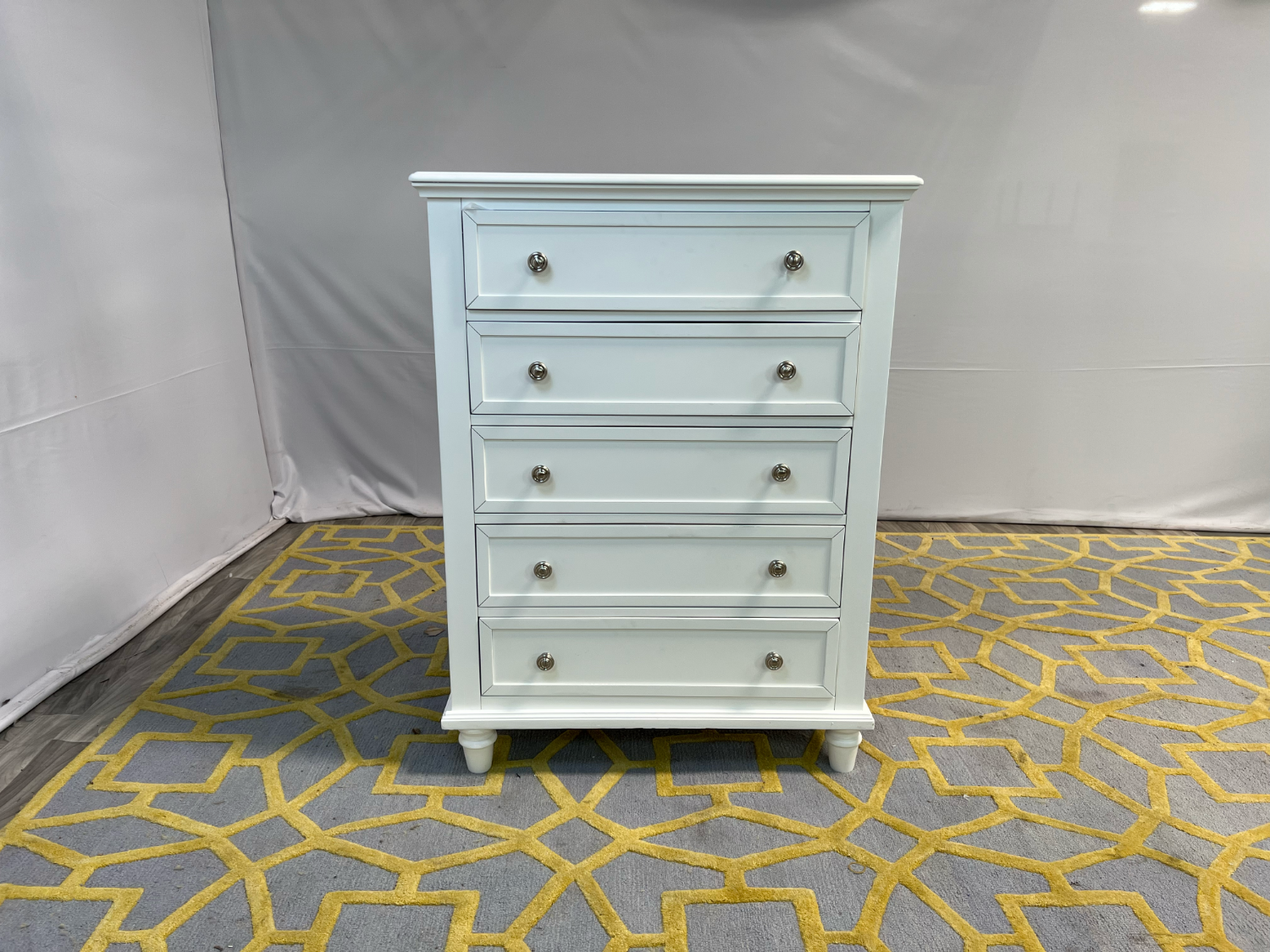 ( Delivery Available ) Jazmond Tall White Dresser