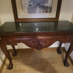 : Marble Top Ball & Claw Mahogany Console Table
