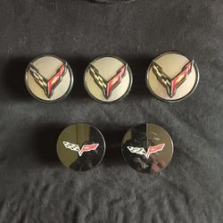 Chevy Chevrolet Corvette Center Caps Gunmetal Black Crossed Flags (contact info removed)