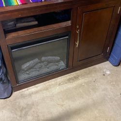 Electric Fireplace+ Mini Fridge Entertainment Center 