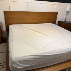 West Elm King Platform Bed + 2 Nightstands + 7-Drawer Dresser (Mid-Century Wood Set)