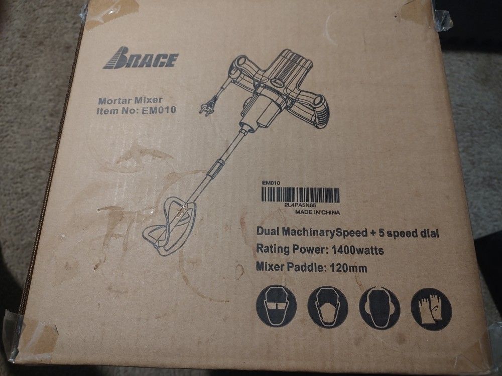 New Electric Hand Held Paint Cement Mortar Mixer With Mixing Paddle With 6 Adjustable Speed