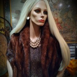 Luxury Genuine Mink Fur Shawl Cape 