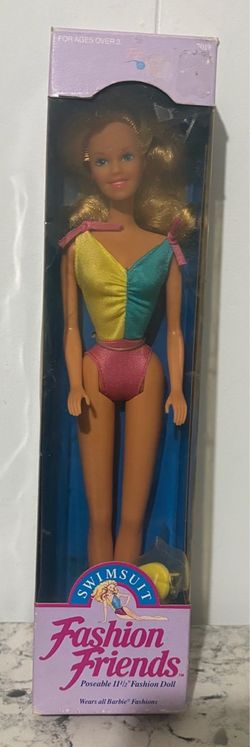 Mattel -RARE Vintage 1990 - Fashion Friends - Swimsuit Doll - New NRFB