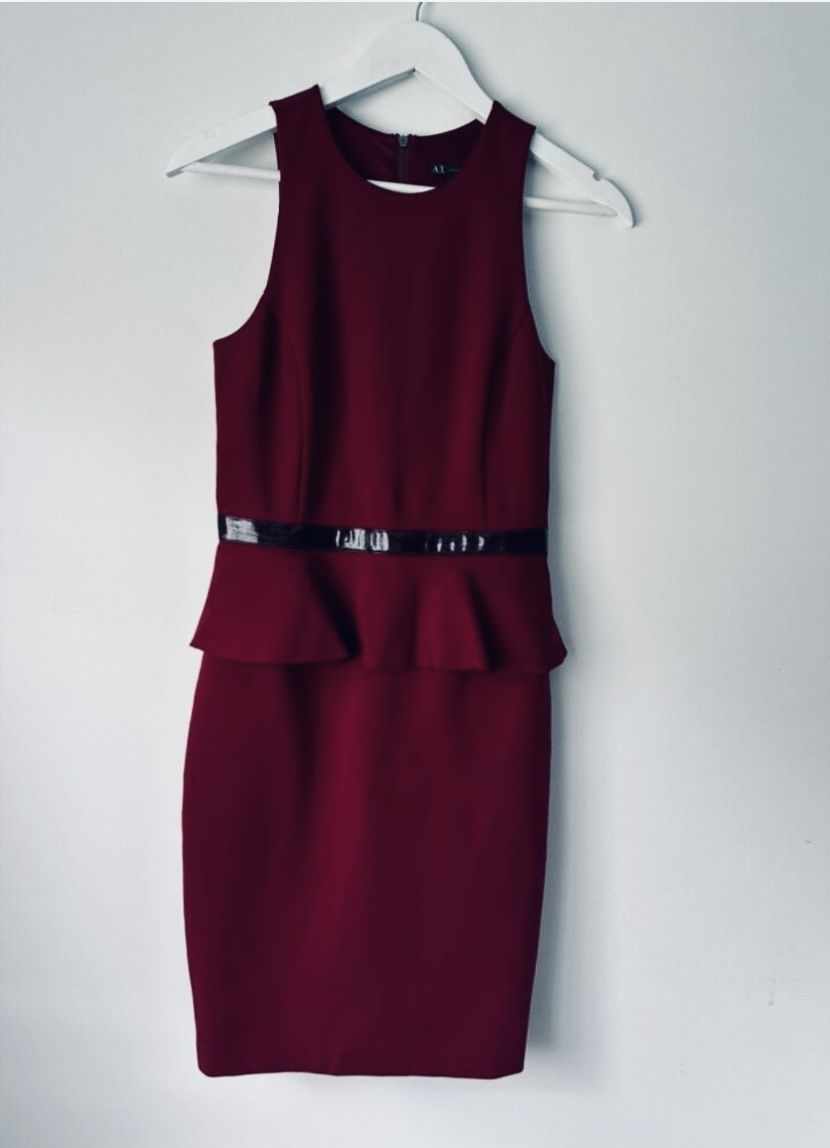 Armani exchange size 4 maroon or burgundy red peplum cocktail dress work