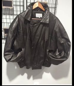 Men’s Vintage Leather Bomber Jacket -xl