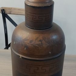 Vintage Asian Brass Tea Tin Canister Table Lamp