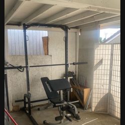 Squat Rack + Olympic Barbell + Adjustable Bench