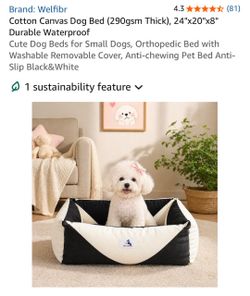 Welfibr Cotton Canvas Dog Bed Black & White