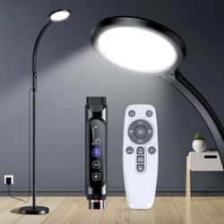LED UV-Free Sunlight lamp,Full Spectrum Happy Therapy lamp with 10 Adjustable Brightness Levels,2 in 1 Retractable Floor Lamp (Black) 