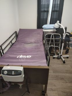 Hospital Bed, Air Mattress, Wheelchair, Walker & Complete Home Care Bundle