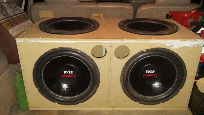 Four 15" inch subwoofer in box