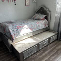 Twin Size Bed With Trundle And Nightstand 