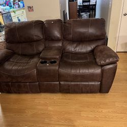 Chocolate Brown Dual Reclining Loveseat with Center Console