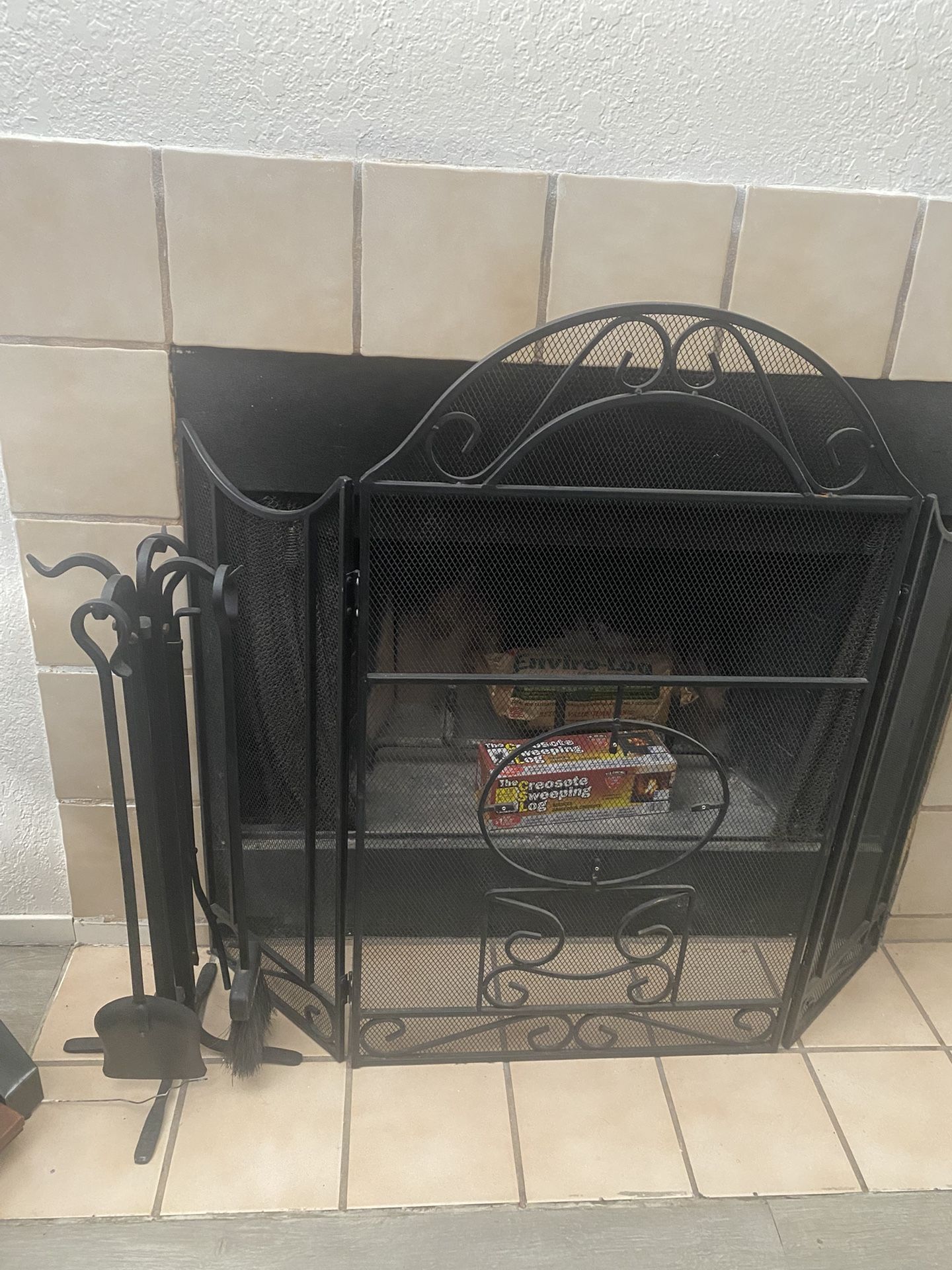 Fireplace Screen Tools And Wood