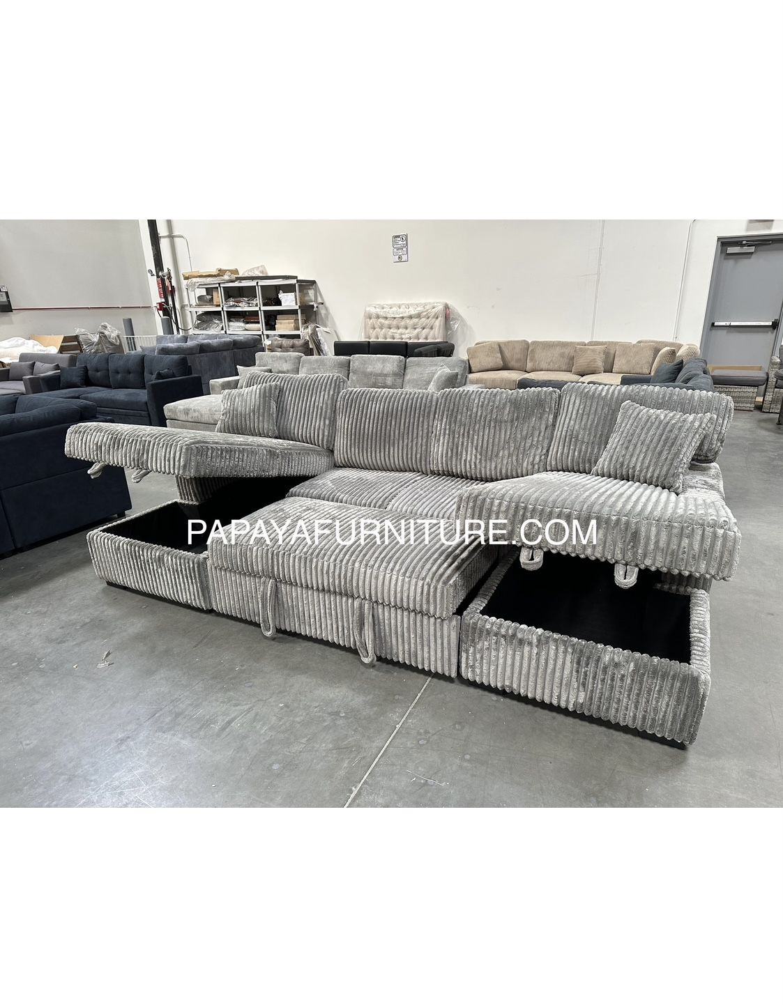 New in box. 120” Large sectional, Sectional sofa With Pull-out Bed, Sofabed, Sofa Bed, Sectional Couch, Corduroy Sectional,Plush Sectional Large Couch