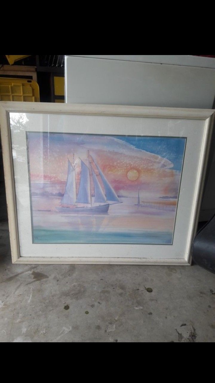 Watercolor sailboat in frame $30.