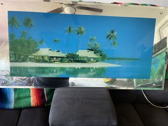 Vintage Tropical Beach Picture  Light Ocean Sound Birds Picture Panel